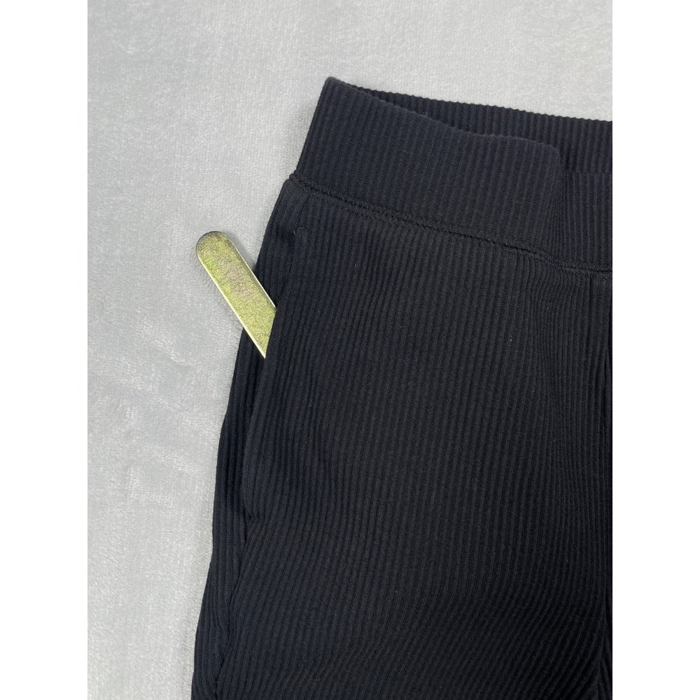 Uniqlo Ribbed Leggings Womens XS Black Stretch Slim Flare Pants Ankle Slit - Picture 11 of 11